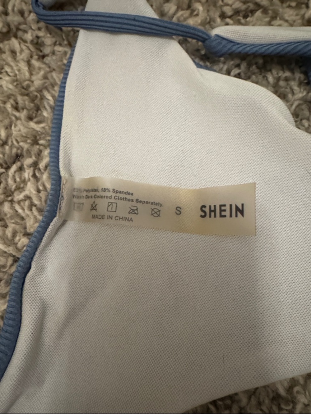SHEIN Ribbed Slate Blue Triangle Bikini Set - Picture 2 of 4
